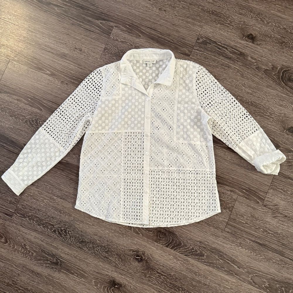 Coldwater Creek Eyelet Button Down Shirt